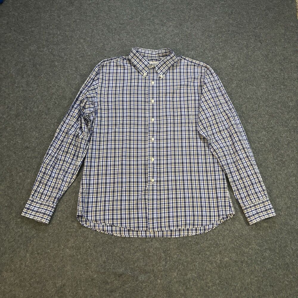 Made in New England Button Down Shirt Mens XL Blue Plaid Cotton USA Made